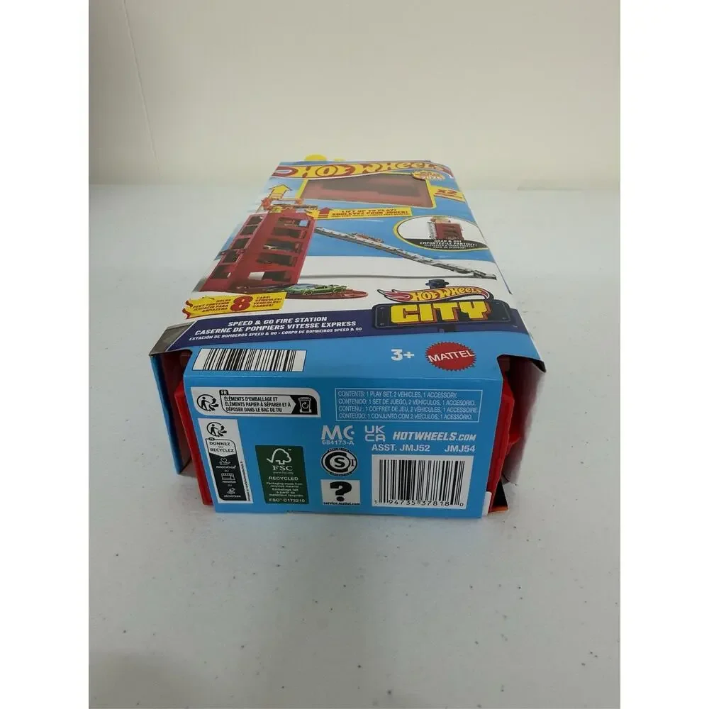 Hot Wheels City Speed & Go Fire Station Playset with 2 Toy Cars